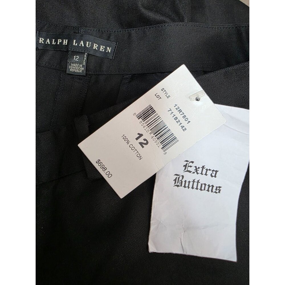 Ralph Lauren NWT Black Label Pants Solid Cuffed Cotton 12 - Picture 4 of 5